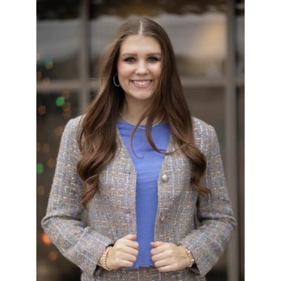 Lucy Paris Jackets & Blazers - $148 Lucy Paris Tweed Blazer in Brown and Blue NWT